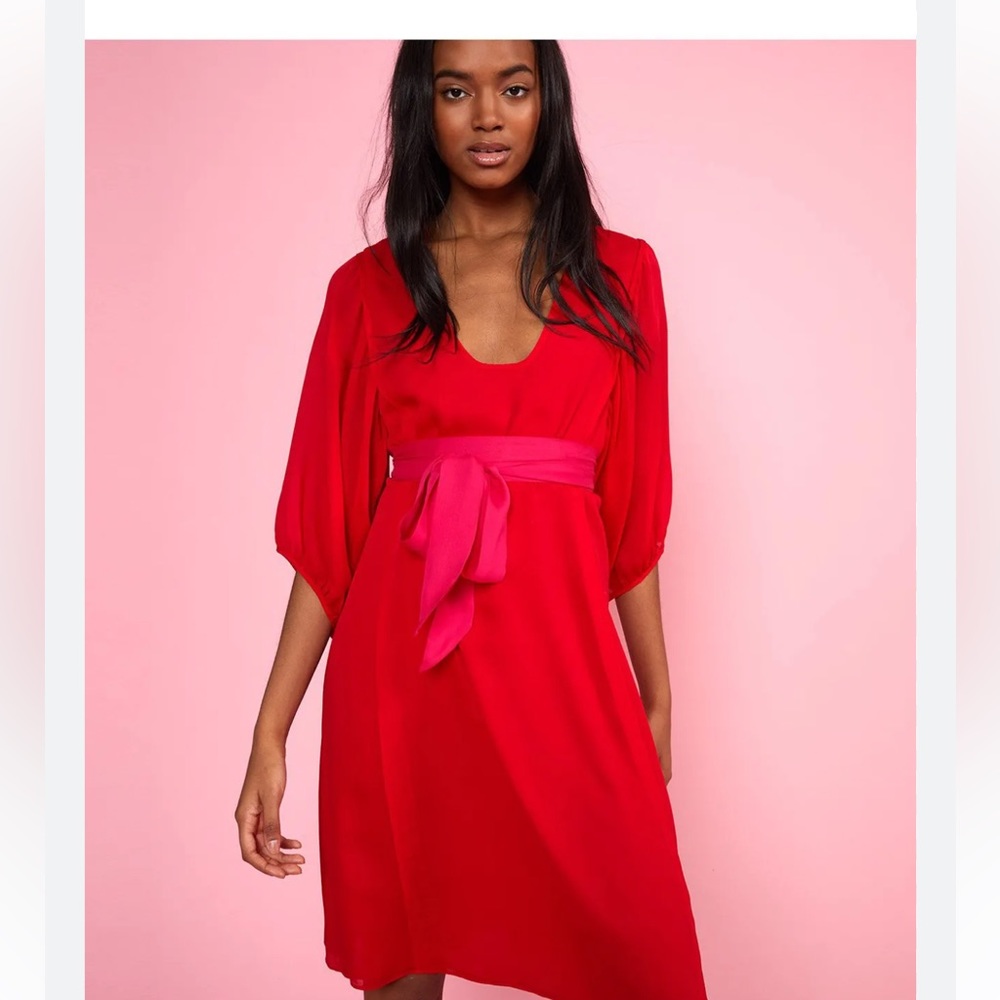 Cynthia Rowley size 8 Tinley dash dress. Red and pink